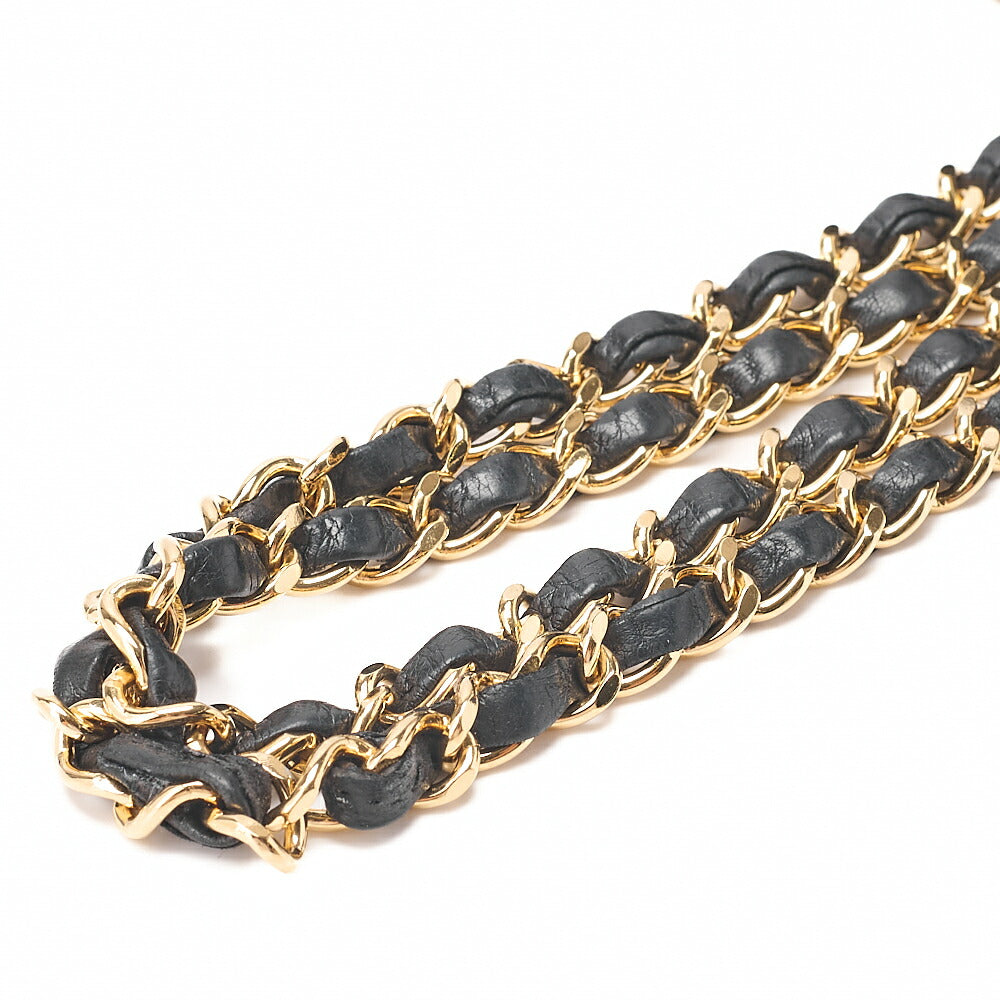 CHANEL Lambskin Matelasse 25cm Double Flap Chain Shoulder Black Gold-Tone Hardware, Pre-Owned