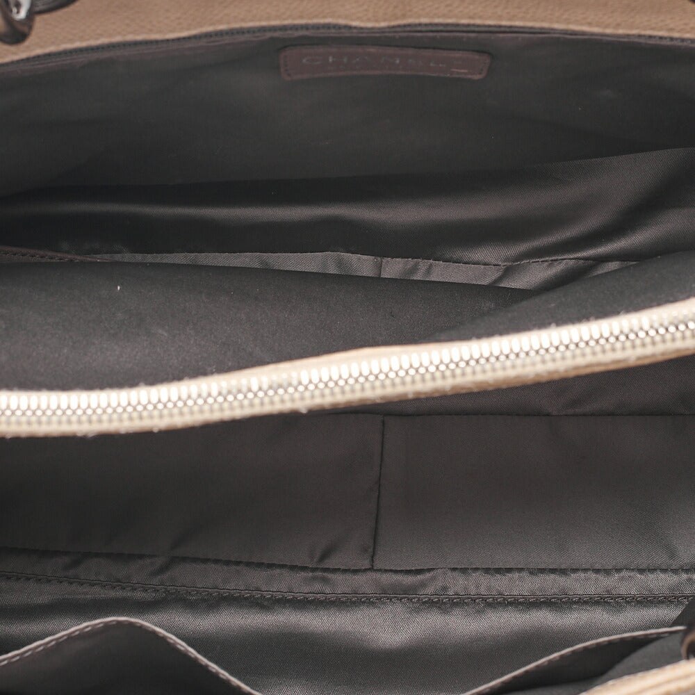 CHANEL Matelasse GST Chain Tote Bag Caviskin Beige Silver-Tone Hardware, Pre-Owned