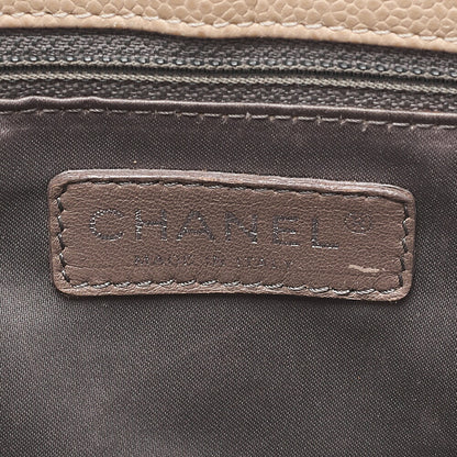 CHANEL Matelasse GST Chain Tote Bag Caviskin Beige Silver-Tone Hardware, Pre-Owned