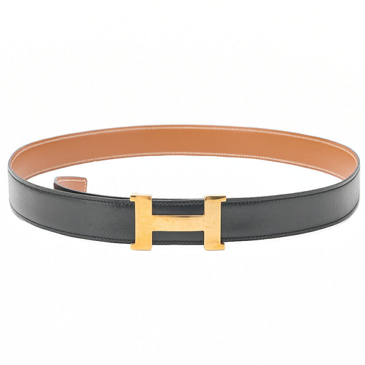 HERMES コンスタンス H ベルト 95 黒 x ゴールド (仕上げ金具) ゴールド金具 中古品