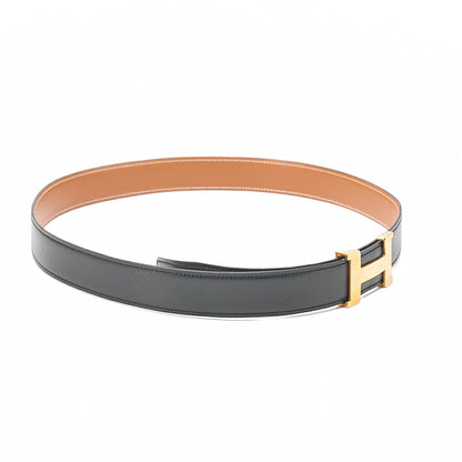 HERMES Constance H Belt 95 Black x Gold (Finish Hardware) Gold-Tone Hardware, Pre-Owned