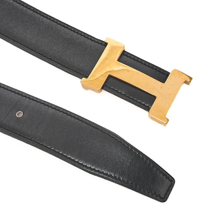 HERMES Constance H Belt 95 Black x Gold (Finish Hardware) Gold-Tone Hardware, Pre-Owned