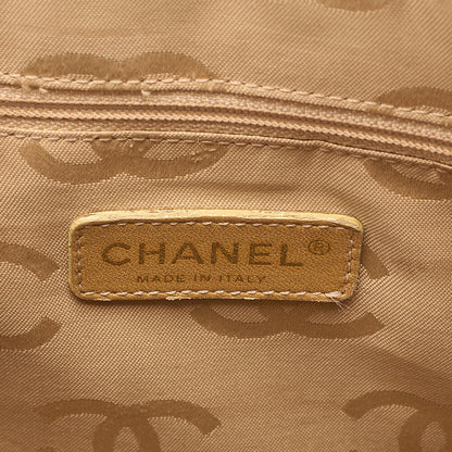CHANEL Coco Mark Wild Stitch Handbag Calf Leather Beige Gold-Tone Hardware, Pre-Owned