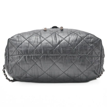 CHANEL Calfskin Matelasse Chain Backpack Metal Gray Silver-Tone Hardware, Pre-Owned