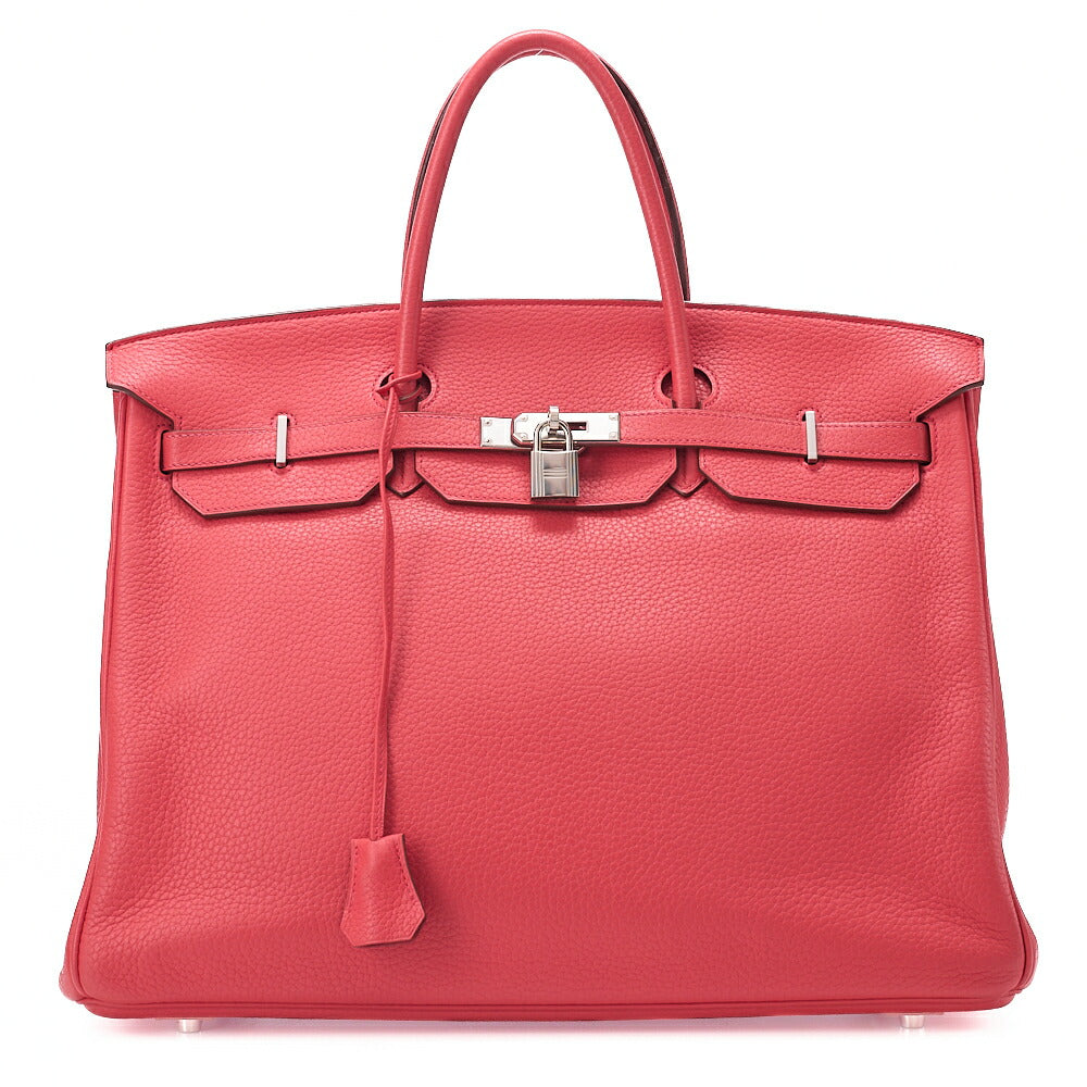 HERMES Birkin 40 Handbag Taurillon Clemence Bougainvillea Silver-Tone Hardware, Pre-Owned