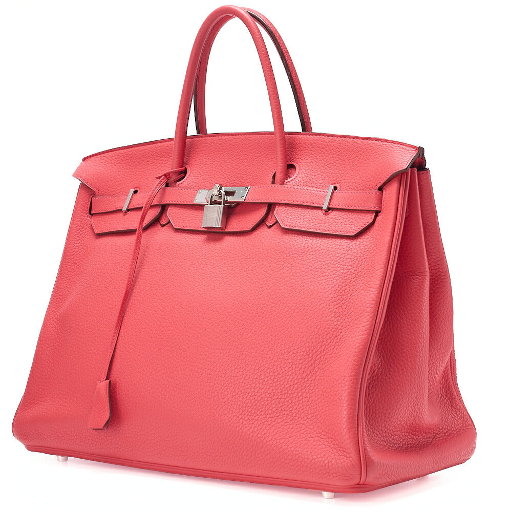 HERMES Birkin 40 Handbag Taurillon Clemence Bougainvillea Silver-Tone Hardware, Pre-Owned