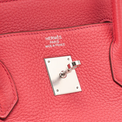 HERMES Birkin 40 Handbag Taurillon Clemence Bougainvillea Silver-Tone Hardware, Pre-Owned