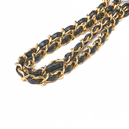 CHANEL Lambskin Matelasse 25cm Double Flap Chain Shoulder Black Gold-Tone Hardware, Pre-Owned