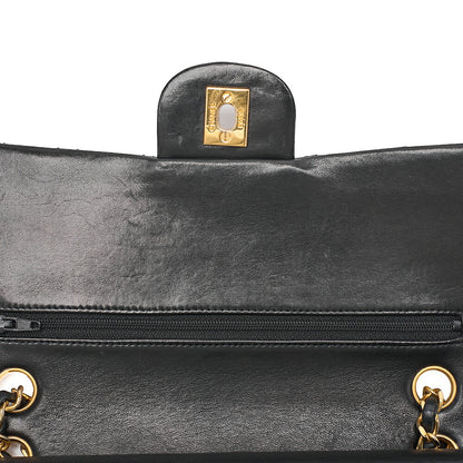 CHANEL Lambskin Matelasse 25cm Double Flap Chain Shoulder Black Gold-Tone Hardware, Pre-Owned