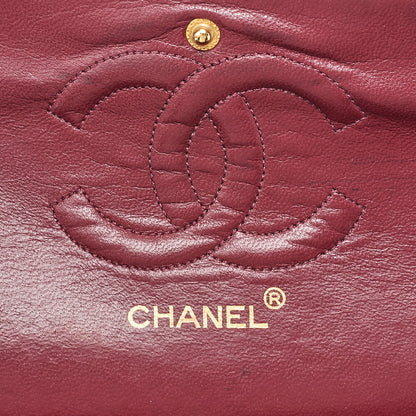 CHANEL Lambskin Matelasse 25cm Double Flap Chain Shoulder Black Gold-Tone Hardware, Pre-Owned
