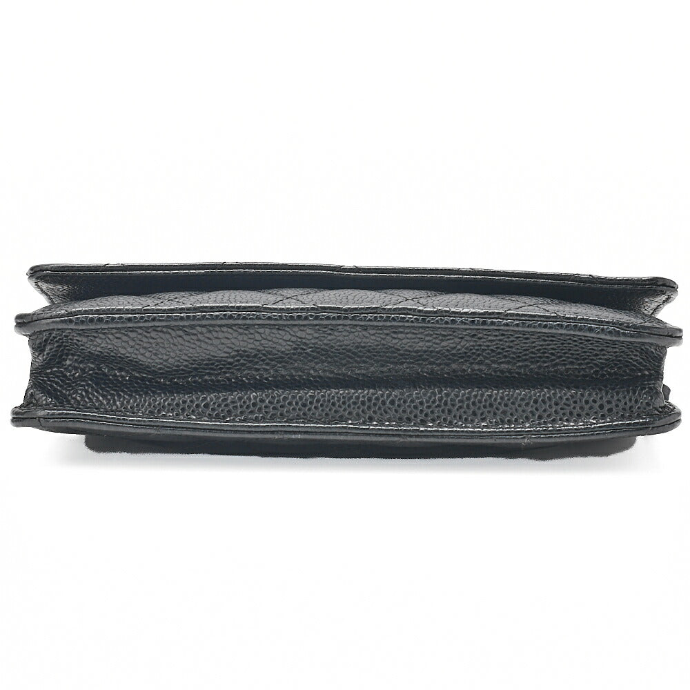 CHANEL Matelasse Chain Wallet Caviar Skin Black Silver-Tone Hardware, Pre-Owned
