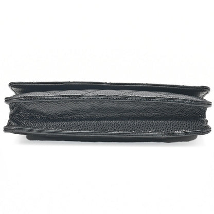 CHANEL Matelasse Chain Wallet Caviar Skin Black Silver-Tone Hardware, Pre-Owned