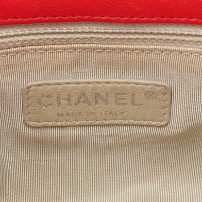 CHANEL Chain Shoulder Chain Around Lambskin Red Silver-Tone Hardware, Pre-Owned