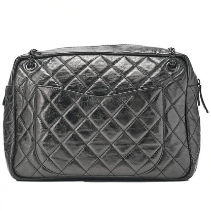 CHANEL Vintage Calf Matelasse 2.55 Turn Lock Chain Shoulder Black-Tone Hardware, Pre-Owned