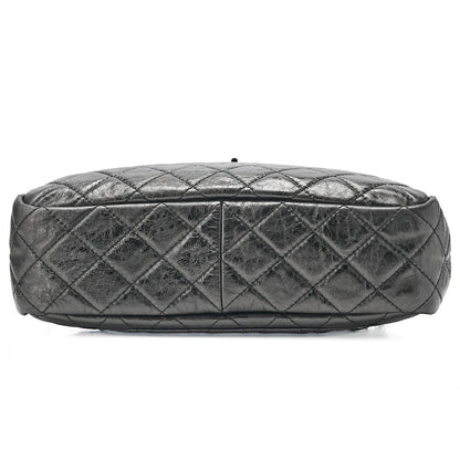CHANEL Vintage Calf Matelasse 2.55 Turn Lock Chain Shoulder Black-Tone Hardware, Pre-Owned