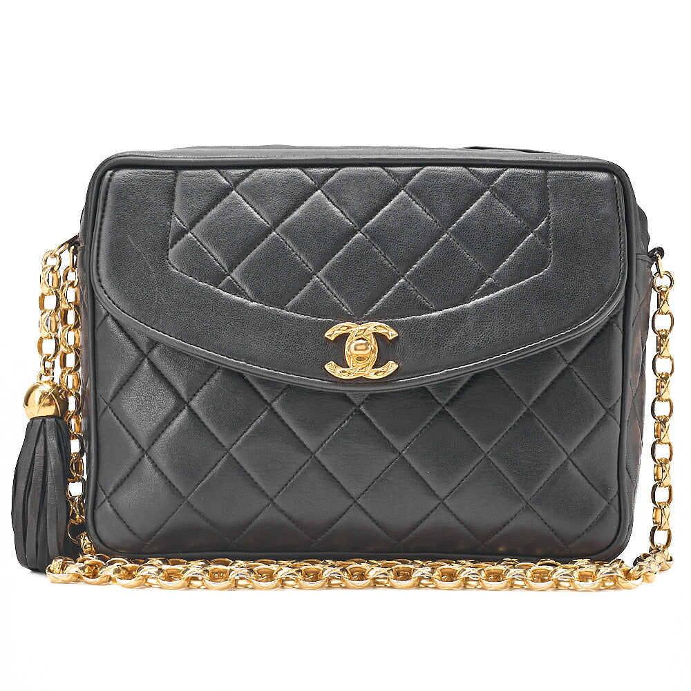 CHANEL Lambskin Matelasse Diana Flap Visual Chain Shoulder Black Gold-Tone Hardware, Pre-Owned