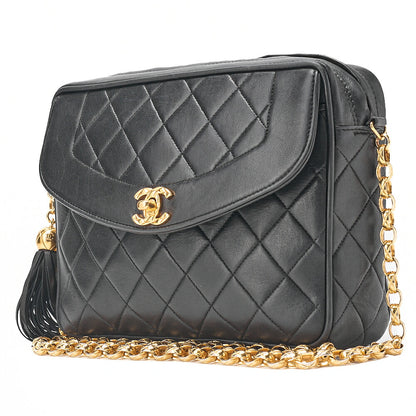 CHANEL Lambskin Matelasse Diana Flap Visual Chain Shoulder Black Gold-Tone Hardware, Pre-Owned