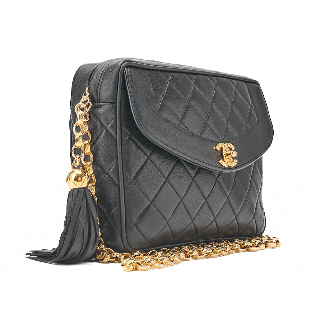 CHANEL Lambskin Matelasse Diana Flap Visual Chain Shoulder Black Gold-Tone Hardware, Pre-Owned