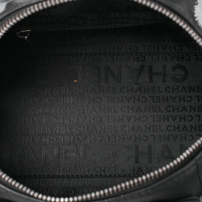 CHANEL Handbag Choco Bar Logo Coco Mark Caviar Skin Black Silver-Tone Hardware, Pre-Owned