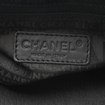 CHANEL Handbag Choco Bar Logo Coco Mark Caviar Skin Black Silver-Tone Hardware, Pre-Owned