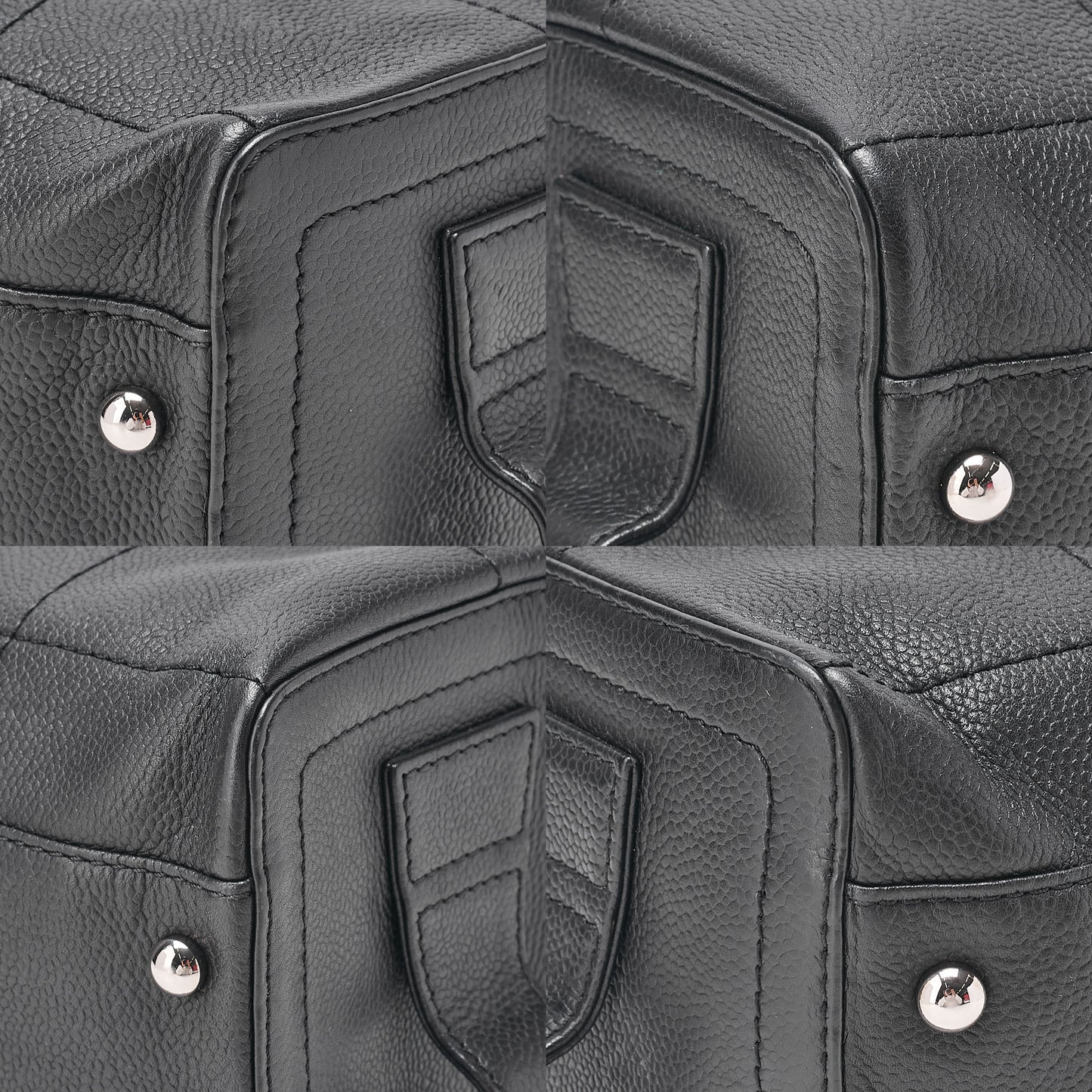 CHANEL Handbag Choco Bar Logo Coco Mark Caviar Skin Black Silver-Tone Hardware, Pre-Owned