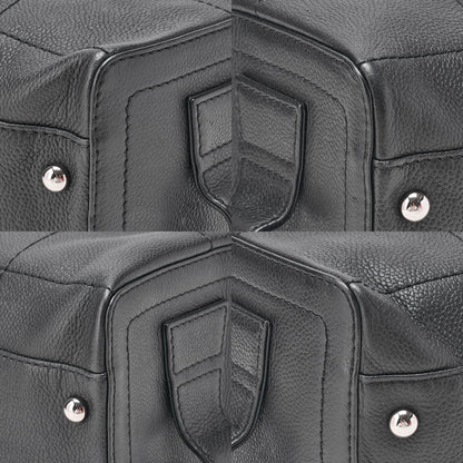 CHANEL Handbag Choco Bar Logo Coco Mark Caviar Skin Black Silver-Tone Hardware, Pre-Owned
