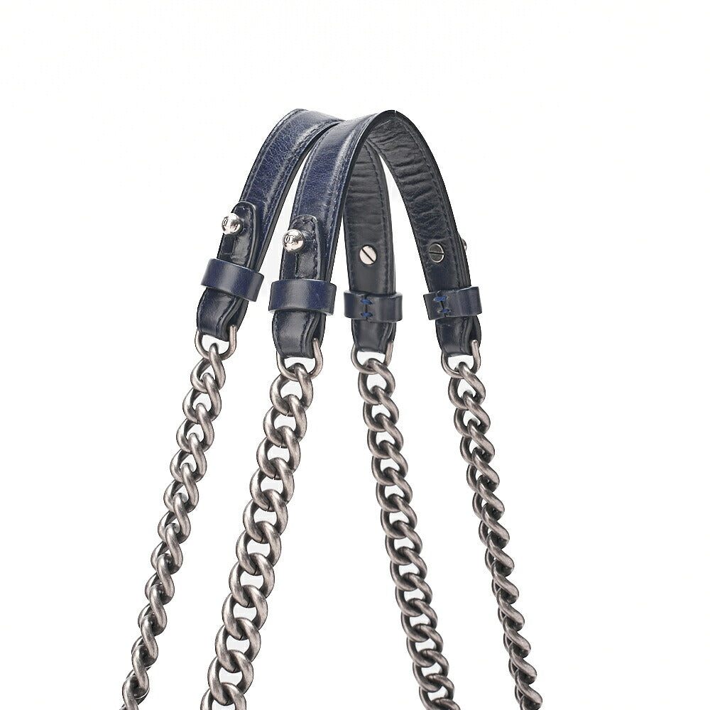 CHANEL Matelasse Vintage Calf 2WAY Chain Shoulder Dark Navy Silver-Tone Hardware, Pre-Owned