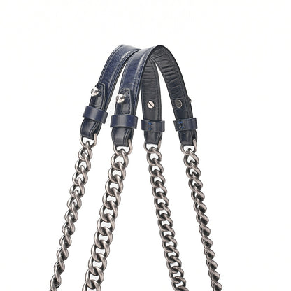 CHANEL Matelasse Vintage Calf 2WAY Chain Shoulder Dark Navy Silver-Tone Hardware, Pre-Owned