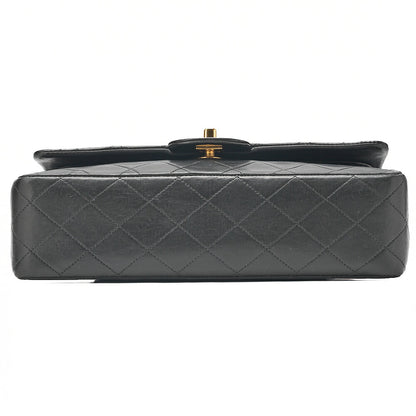 CHANEL Lambskin Matelasse 25cm Double Flap Chain Shoulder Black Gold-Tone Hardware, Pre-Owned