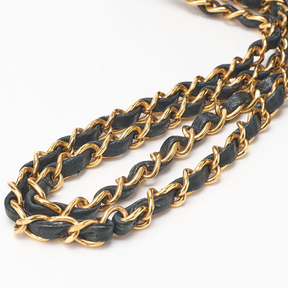 CHANEL Lambskin Matelasse 25cm Double Flap Chain Shoulder Black Gold-Tone Hardware, Pre-Owned