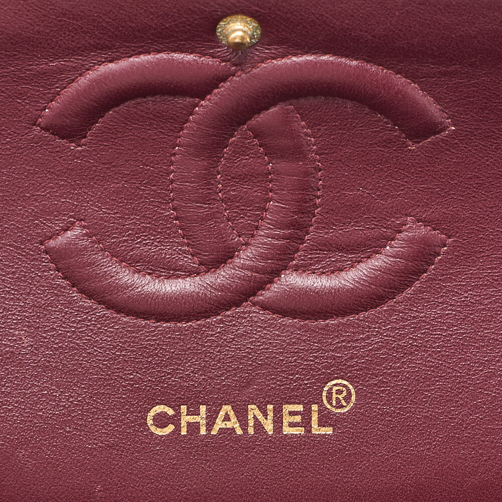 CHANEL Lambskin Matelasse 25cm Double Flap Chain Shoulder Black Gold-Tone Hardware, Pre-Owned