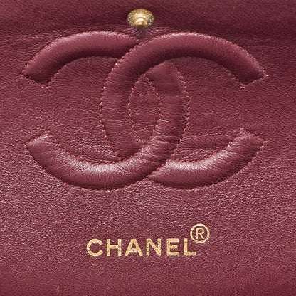 CHANEL Lambskin Matelasse 25cm Double Flap Chain Shoulder Black Gold-Tone Hardware, Pre-Owned