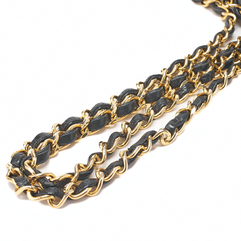 CHANEL Chanel Matelasse Trapezoidal 2.55 Turn Lock Single Flap Chain Shoulder Lambskin Black x White Gold-Tone Hardware, Pre-Owned