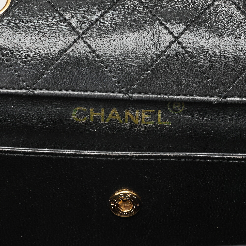 CHANEL Chanel Matelasse Trapezoidal 2.55 Turn Lock Single Flap Chain Shoulder Lambskin Black x White Gold-Tone Hardware, Pre-Owned