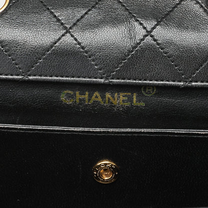 CHANEL Chanel Matelasse Trapezoidal 2.55 Turn Lock Single Flap Chain Shoulder Lambskin Black x White Gold-Tone Hardware, Pre-Owned