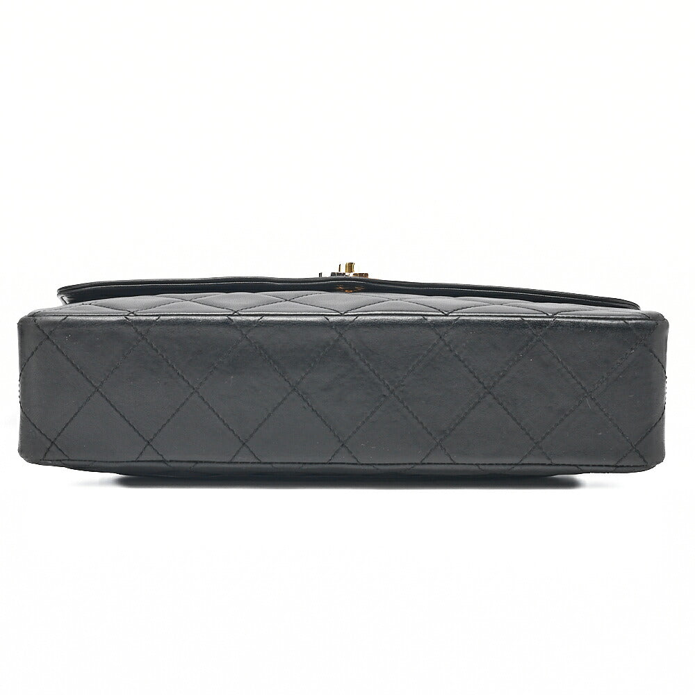 CHANEL Lambskin Matelasse Paris Limited Double Flap Chain Shoulder Bag Black Gold x Silver -Tone Hardware, Pre-Owned