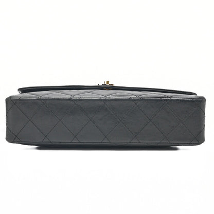 CHANEL Lambskin Matelasse Paris Limited Double Flap Chain Shoulder Bag Black Gold x Silver -Tone Hardware, Pre-Owned
