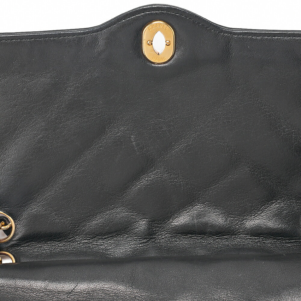 CHANEL Lambskin Matelasse Paris Limited Double Flap Chain Shoulder Bag Black Gold x Silver -Tone Hardware, Pre-Owned