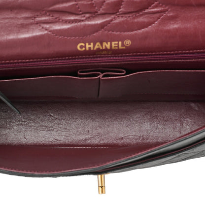 CHANEL Lambskin Matelasse Paris Limited Double Flap Chain Shoulder Bag Black Gold x Silver -Tone Hardware, Pre-Owned