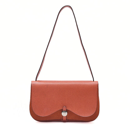 HERMES Sack Colorado PM Liege x Canvas Shoulder Bag Orange Silver-Tone Hardware, Pre-Owned
