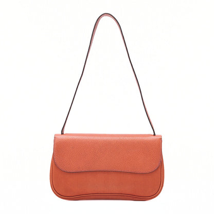 HERMES Sack Colorado PM Liege x Canvas Shoulder Bag Orange Silver-Tone Hardware, Pre-Owned