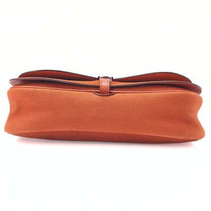 HERMES Sack Colorado PM Liege x Canvas Shoulder Bag Orange Silver-Tone Hardware, Pre-Owned