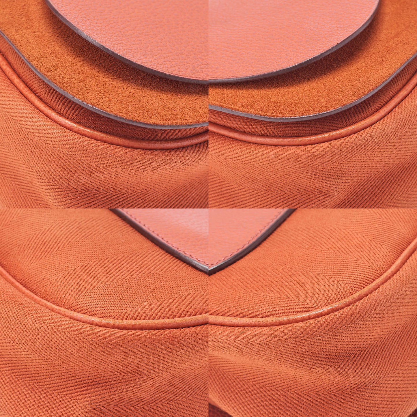 HERMES Sack Colorado PM Liege x Canvas Shoulder Bag Orange Silver-Tone Hardware, Pre-Owned