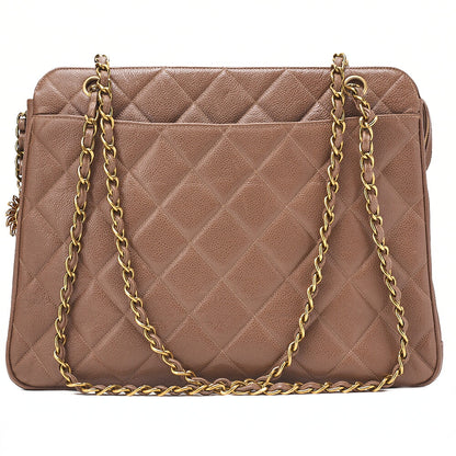 CHANEL Caviar Skin Matelasse with Sun Charm Chain Shoulder Brown Gold-Tone Hardware, Pre-Owned