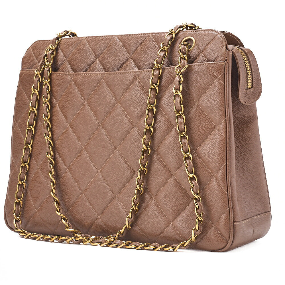 CHANEL Caviar Skin Matelasse with Sun Charm Chain Shoulder Brown Gold-Tone Hardware, Pre-Owned