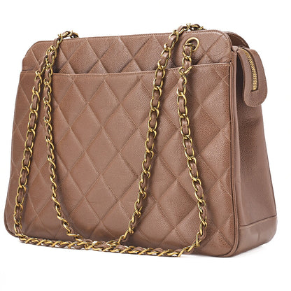 CHANEL Caviar Skin Matelasse with Sun Charm Chain Shoulder Brown Gold-Tone Hardware, Pre-Owned