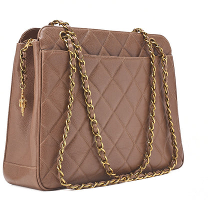 CHANEL Caviar Skin Matelasse with Sun Charm Chain Shoulder Brown Gold-Tone Hardware, Pre-Owned