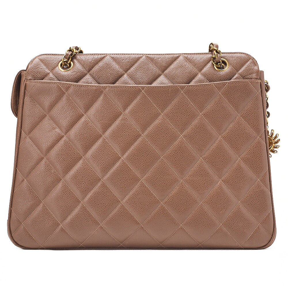 CHANEL Caviar Skin Matelasse with Sun Charm Chain Shoulder Brown Gold-Tone Hardware, Pre-Owned