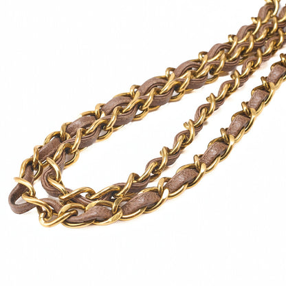 CHANEL Caviar Skin Matelasse with Sun Charm Chain Shoulder Brown Gold-Tone Hardware, Pre-Owned