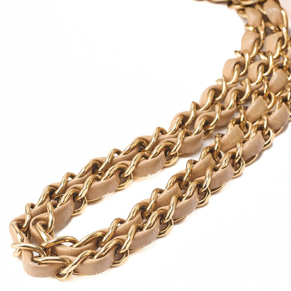 CHANEL Lambskin Matelasse Double Flap 25cm Chain Shoulder Beige Gold-Tone Hardware, Pre-Owned